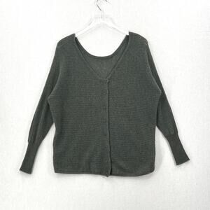 SUBTLE LUXURY Cashmere Reversible Sweater Small Medium Green  Cardigan V neck